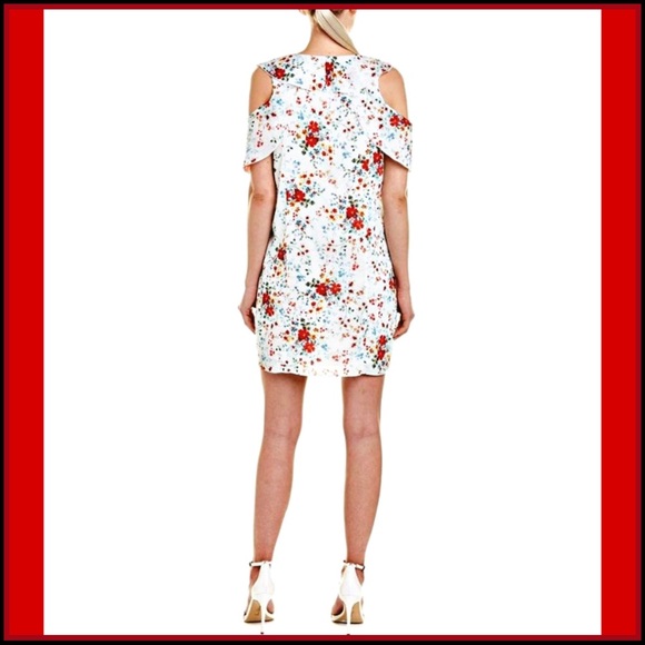 NWT PARKER FLORAL COLD-SHOULDER MINI RUFFLE DRESS - Picture 4 of 13
